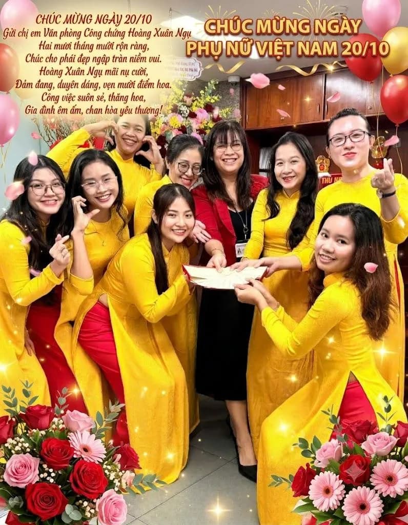 RẠNG RỠ SẮC VÀNG NGÀY 20/10 TẠI VĂN PHÒNG CÔNG CHỨNG HOÀNG XUÂN NGỤ – LỜI TRI ÂN VÀ CHÚC MỪNG TỚI PHÁI ĐẸP — ảnh 7